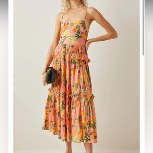 Cara Cara orange tangerine ruffle maxi dress fruit oranges tropical spring XS